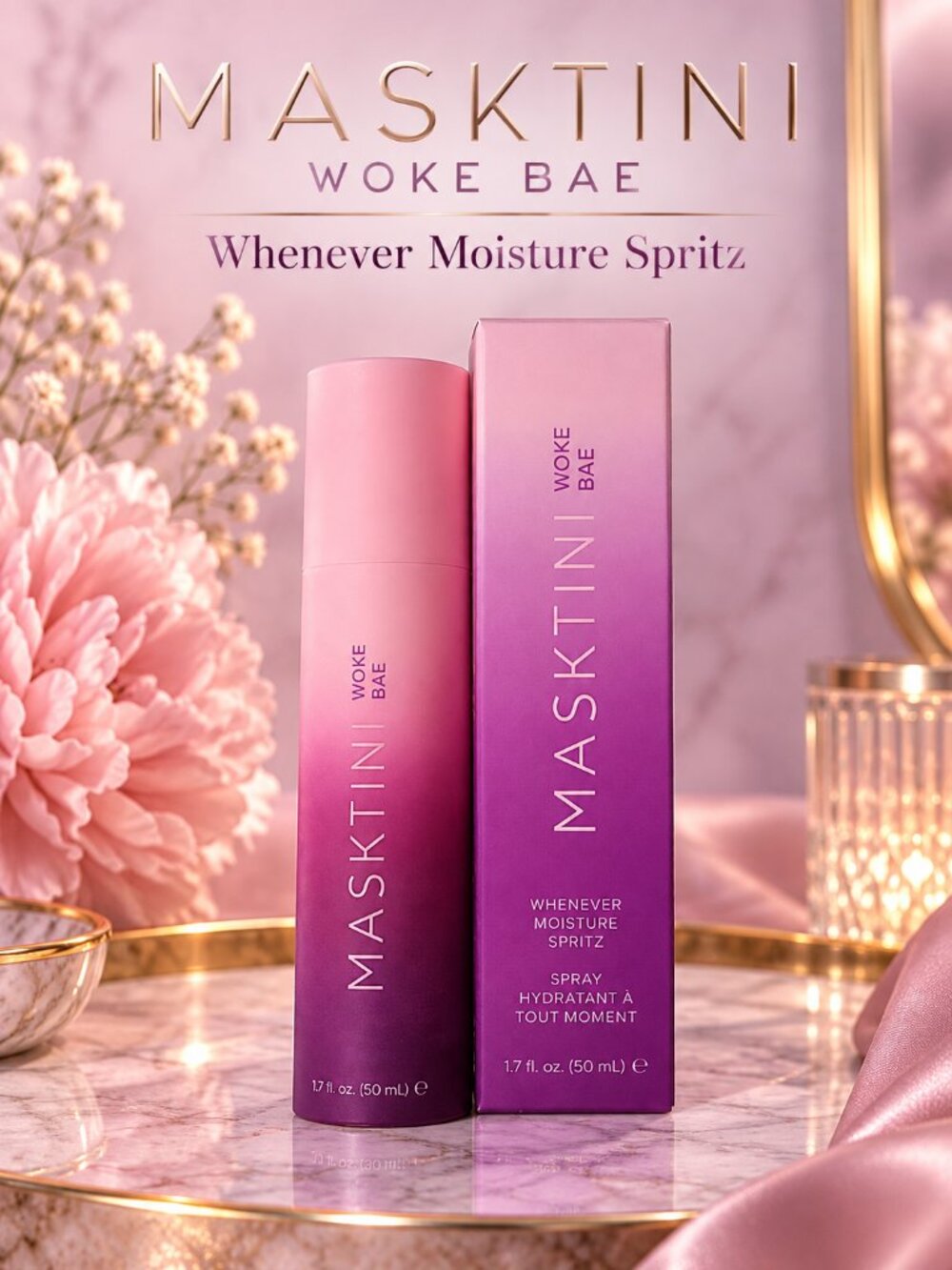 Masktini Woke Bae Whenever Moisture Spritz Spray 1.7 oz NIB